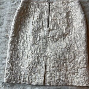 Ann Taylor LOFT Cream Shimmery Brocade Skirt